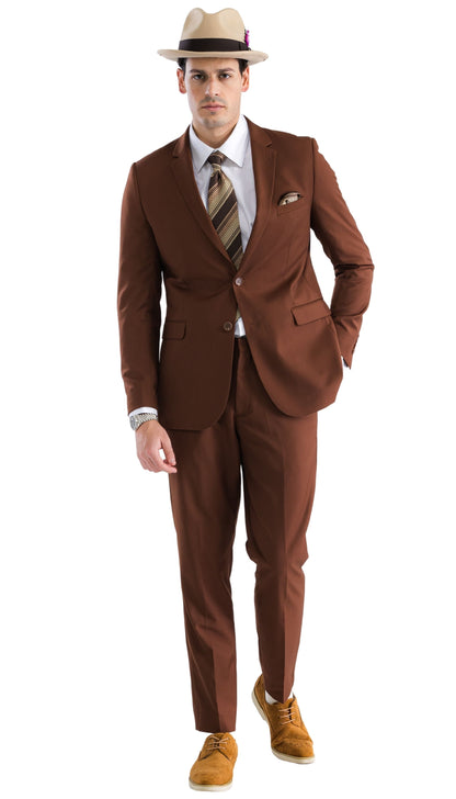 Monarch Brown Slim Fit Notch Lapel 2-Piece Suit