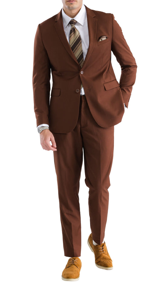 Monarch Brown Slim Fit Notch Lapel 2-Piece Suit