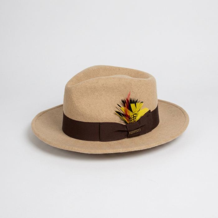 Classic Beige Melange Wool Fedora