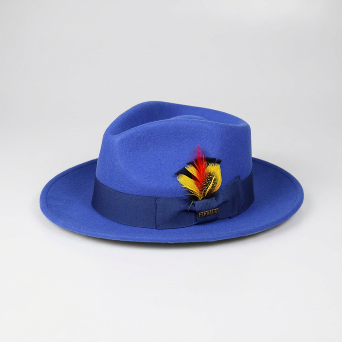 Classic Royal Blue Wool Fedora