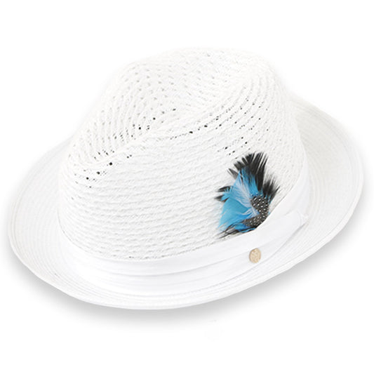Panama Crushable Straw Hat Fedora in White