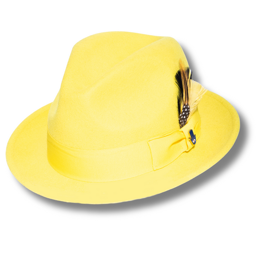 Australian Premium Wool Yellow Brooks Fedora Hat