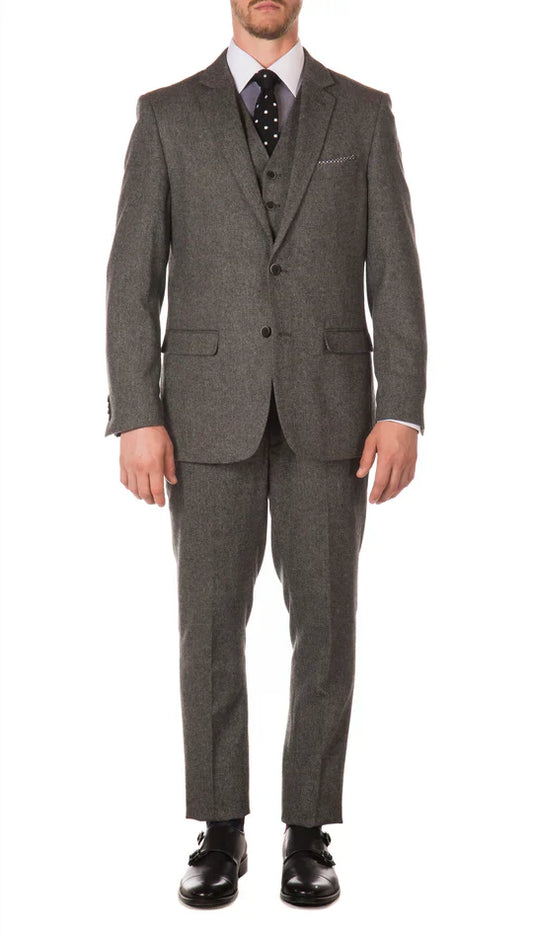 Whitfield Grey Slim Fit 3-Piece Herringbone Suit