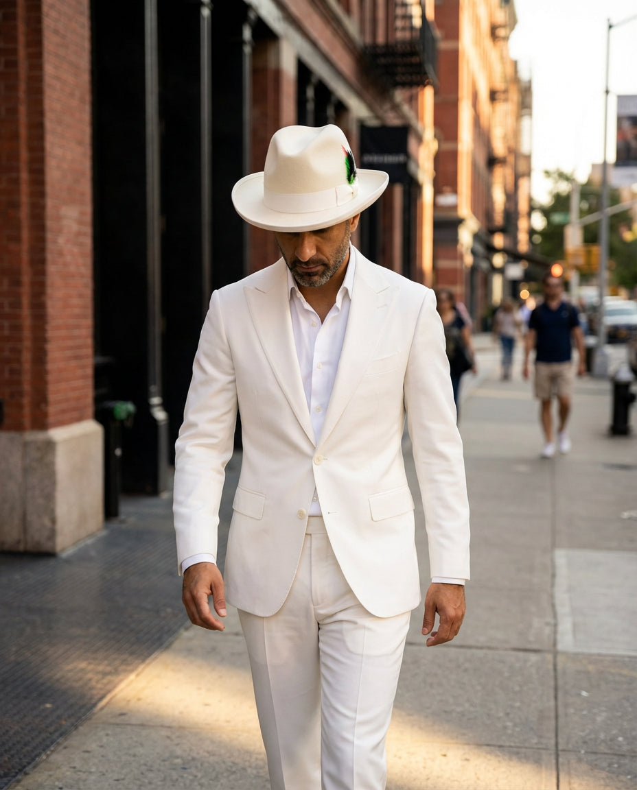 Australian Premium Wool White Godfather Hat