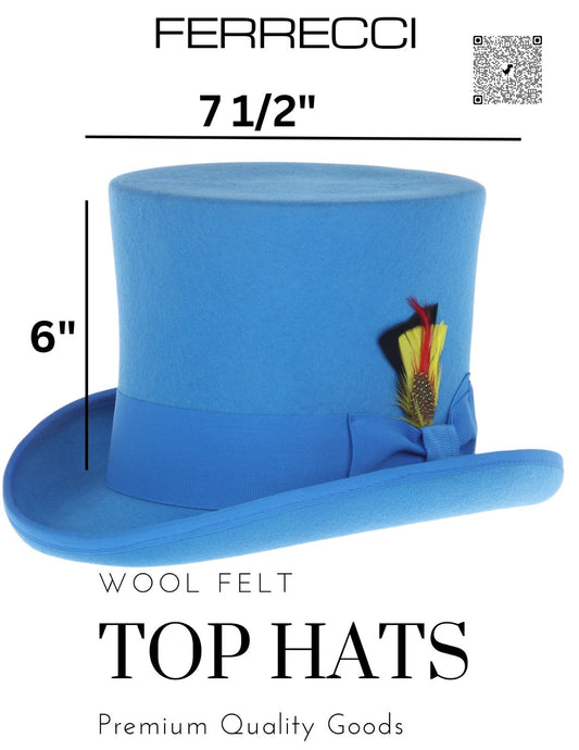 Premium Wool Sky Blue Top Hat