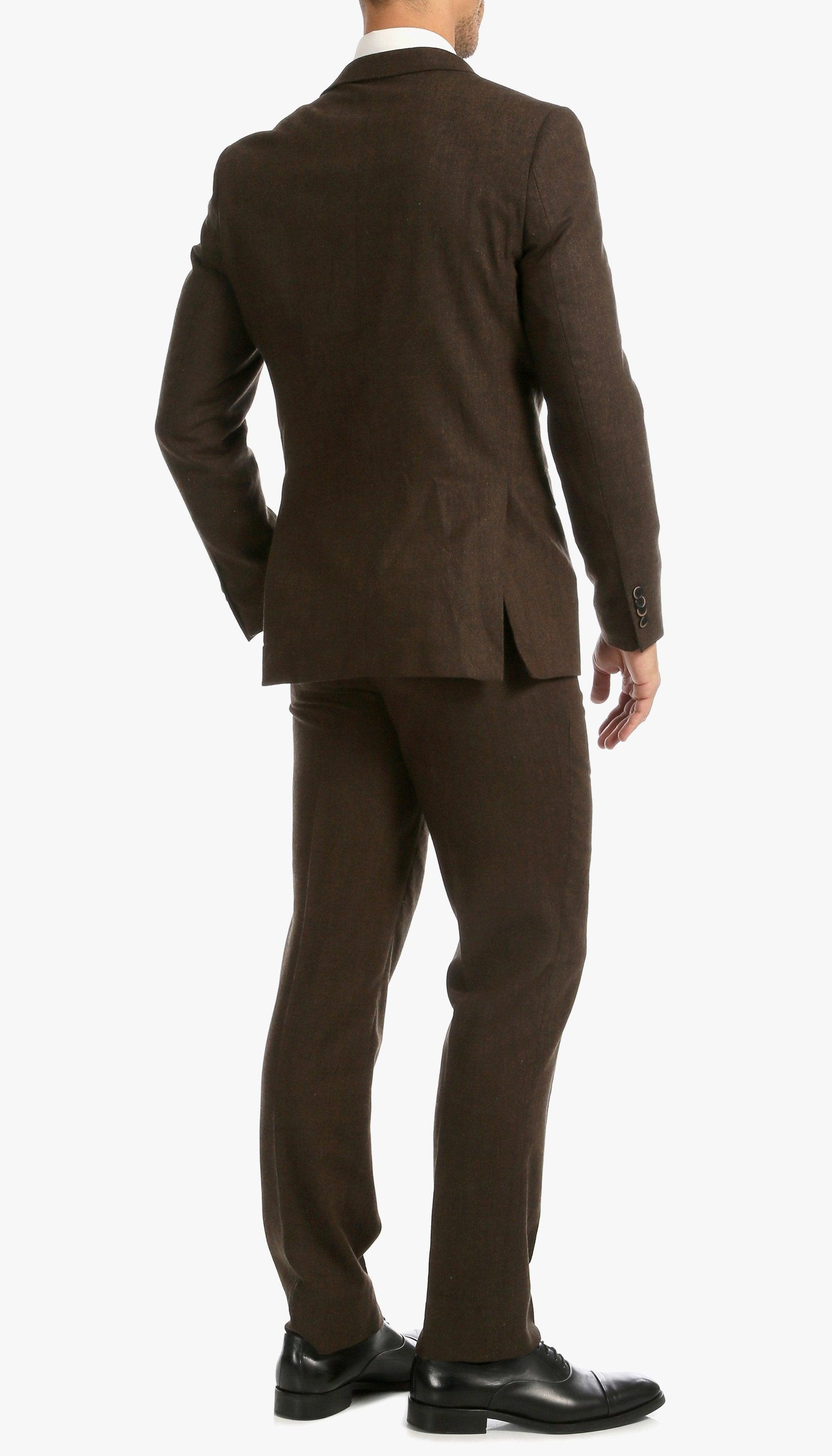 Bradford Cognac Slim Fit 3 Piece Tweed Suit - Ferrecci USA 