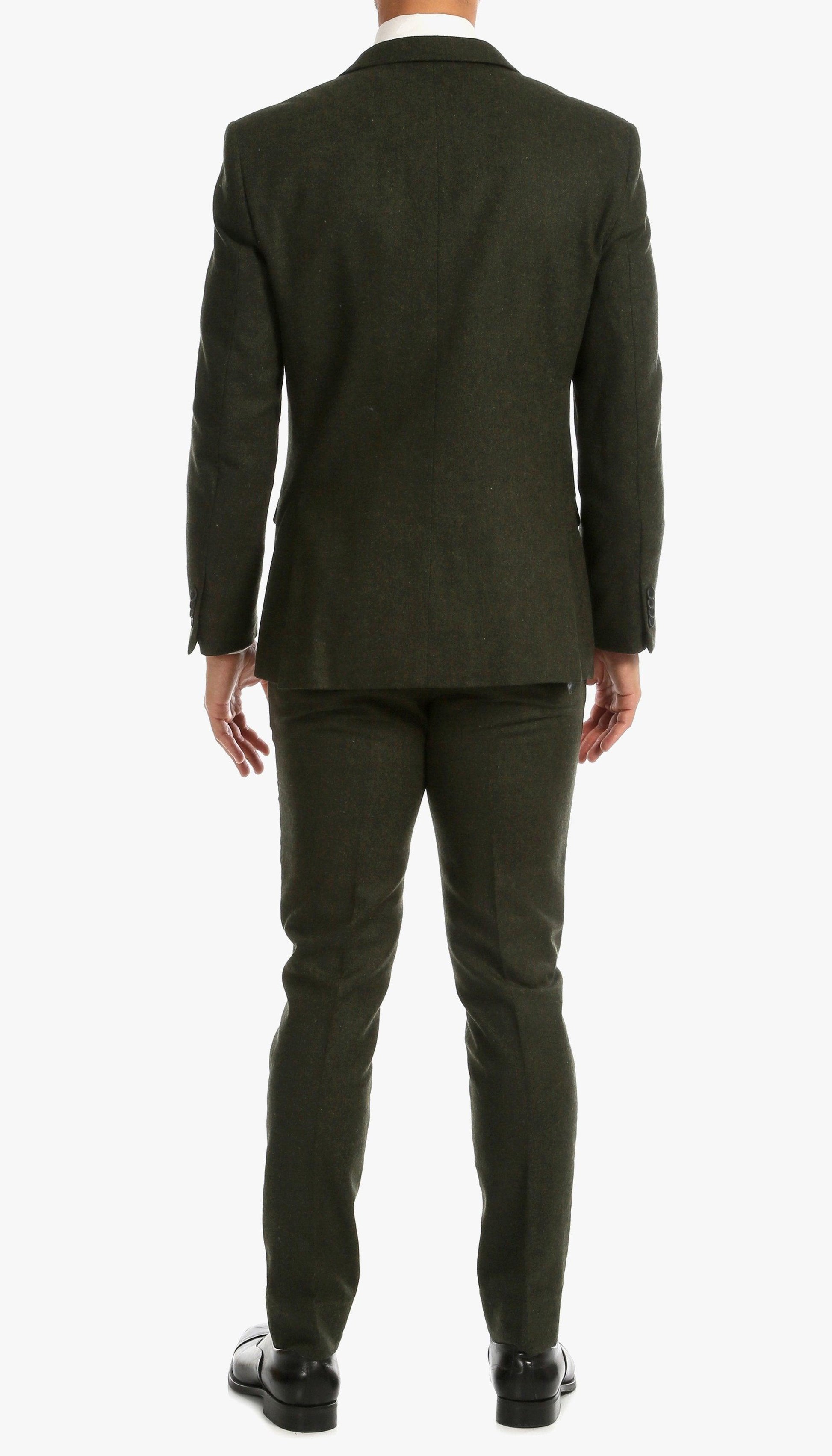 Bradford Hunter Green Slim Fit 3 Piece Tweed Suit - Ferrecci USA 