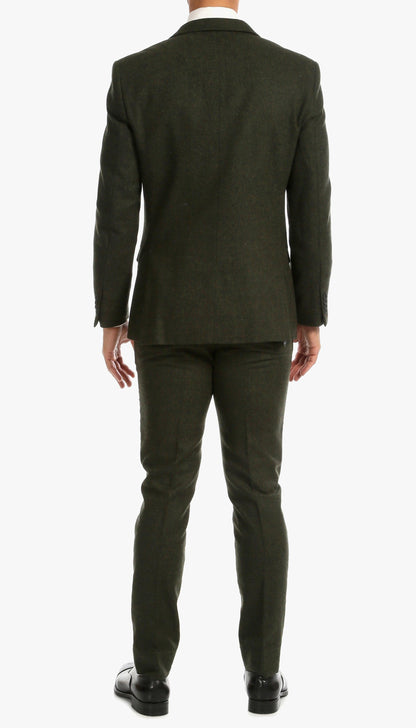 Bradford Hunter Green Slim Fit 3 Piece Tweed Suit - Ferrecci USA 