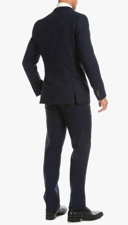 Bradford Navy Tweed With Slim Fit Suit With Five Button Vest - Ferrecci USA 
