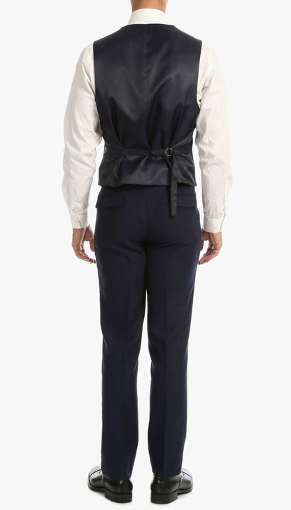 Bradford Navy Tweed With Slim Fit Suit With Five Button Vest - Ferrecci USA 