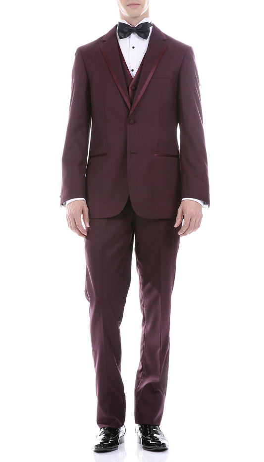 Caserta Burgundy 3-Piece Slim Fit Tuxedo