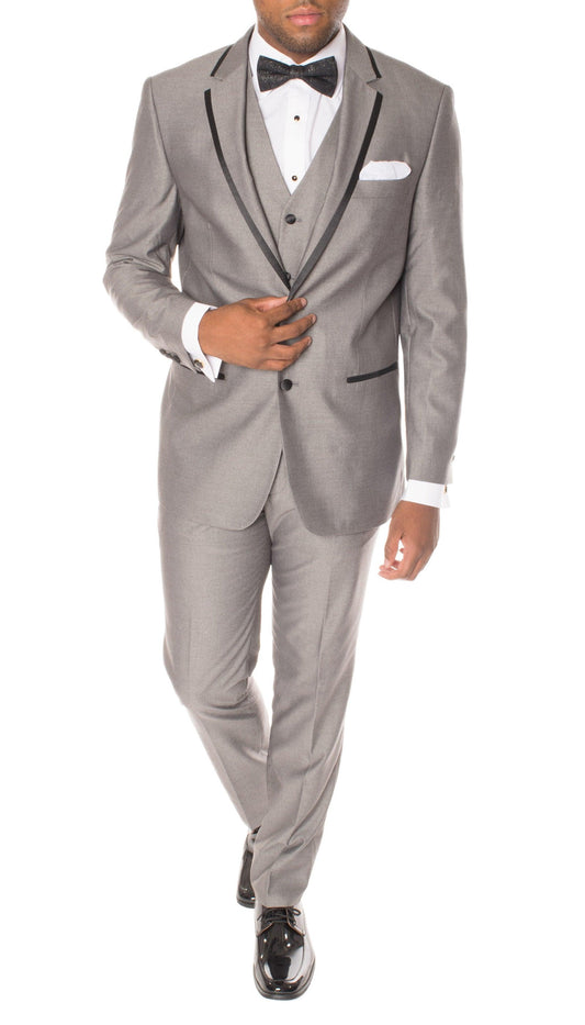 Ellsworth Grey & Black Slim Fit 3-Piece Tuxedo