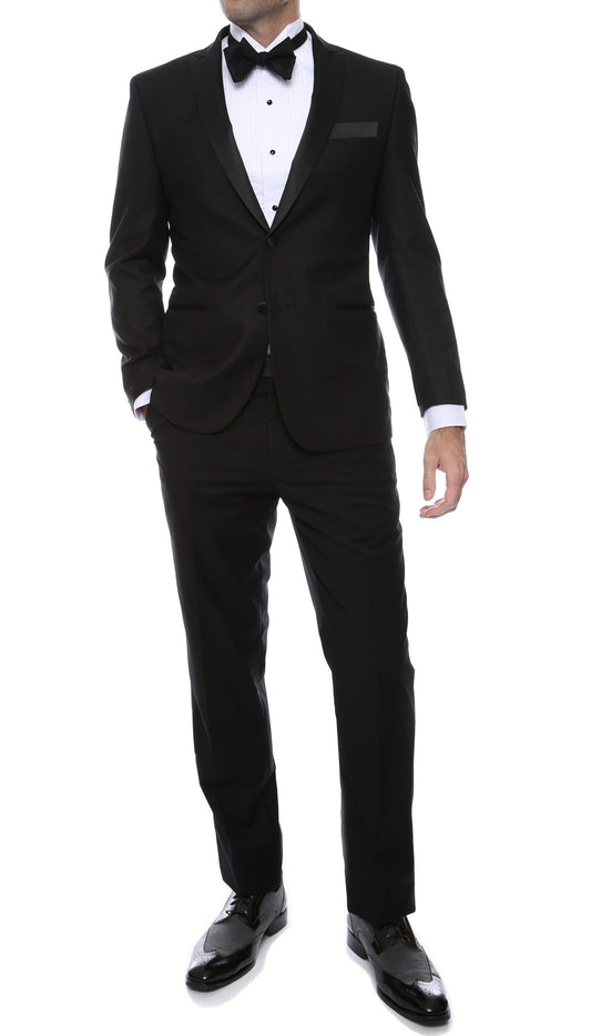 Lockwood Black Slim Fit Peak Lapel 2-Piece Tuxedo Suit Set