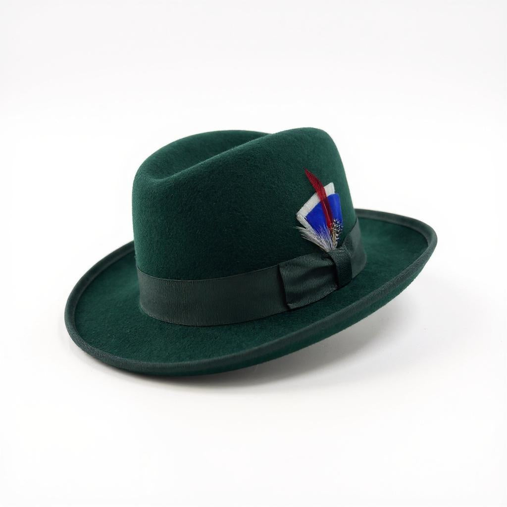 Australian Premium Wool Hunter Green Godfather Hat