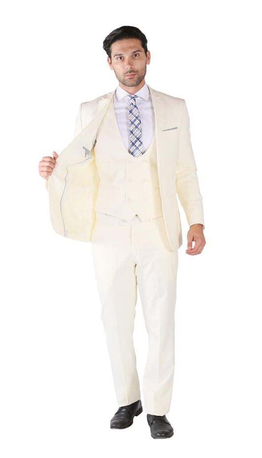 Imperial Winter White 3-Piece Slim Fit Suit