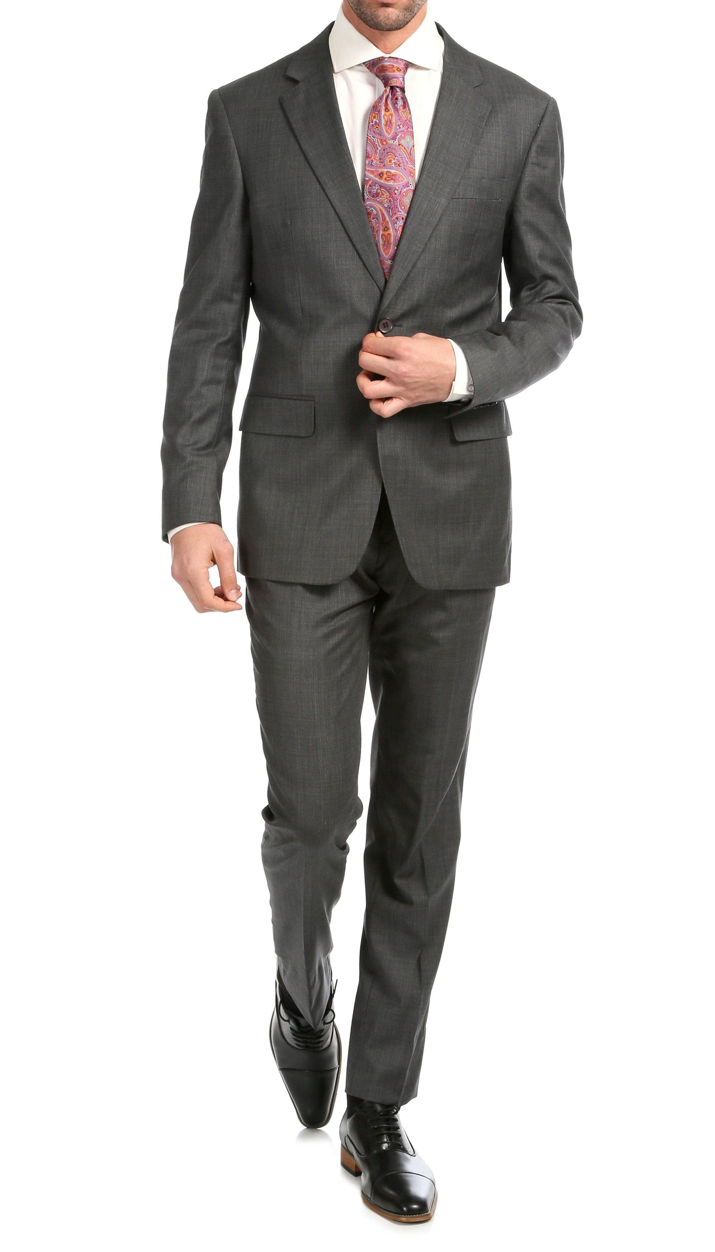 Castile Heather Grey Premium 2-Piece Wool Slim Fit Suit