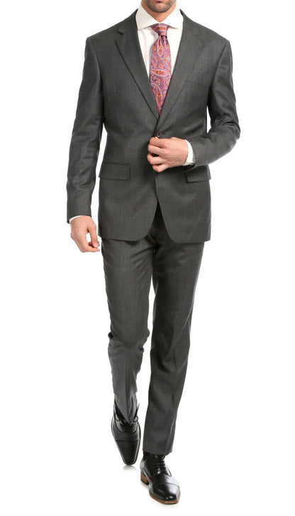 Castile Heather Grey Premium 2-Piece Wool Slim Fit Suit