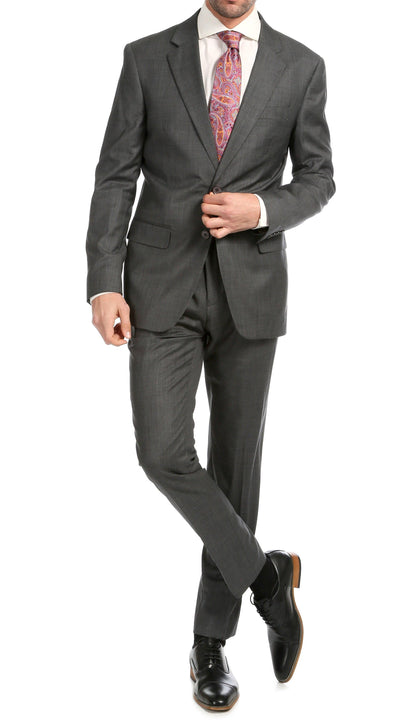 Castile Heather Grey Premium 2-Piece Wool Slim Fit Suit