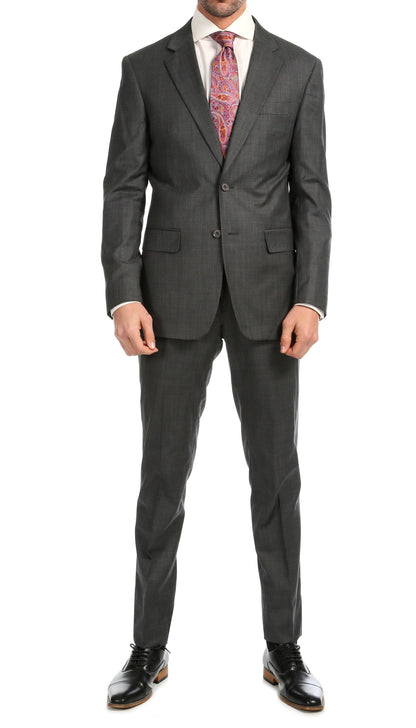 Castile Heather Grey Premium 2-Piece Wool Slim Fit Suit