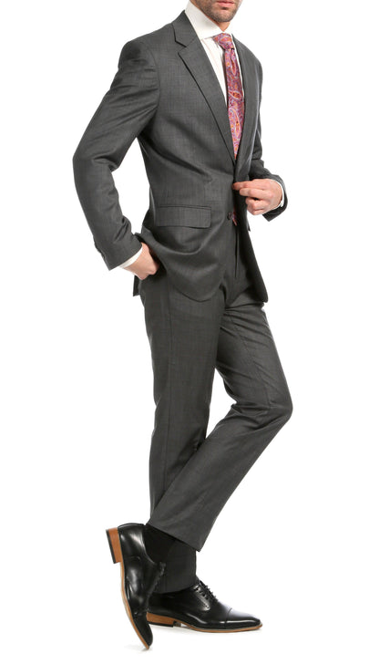 Castile Heather Grey Premium 2-Piece Wool Slim Fit Suit