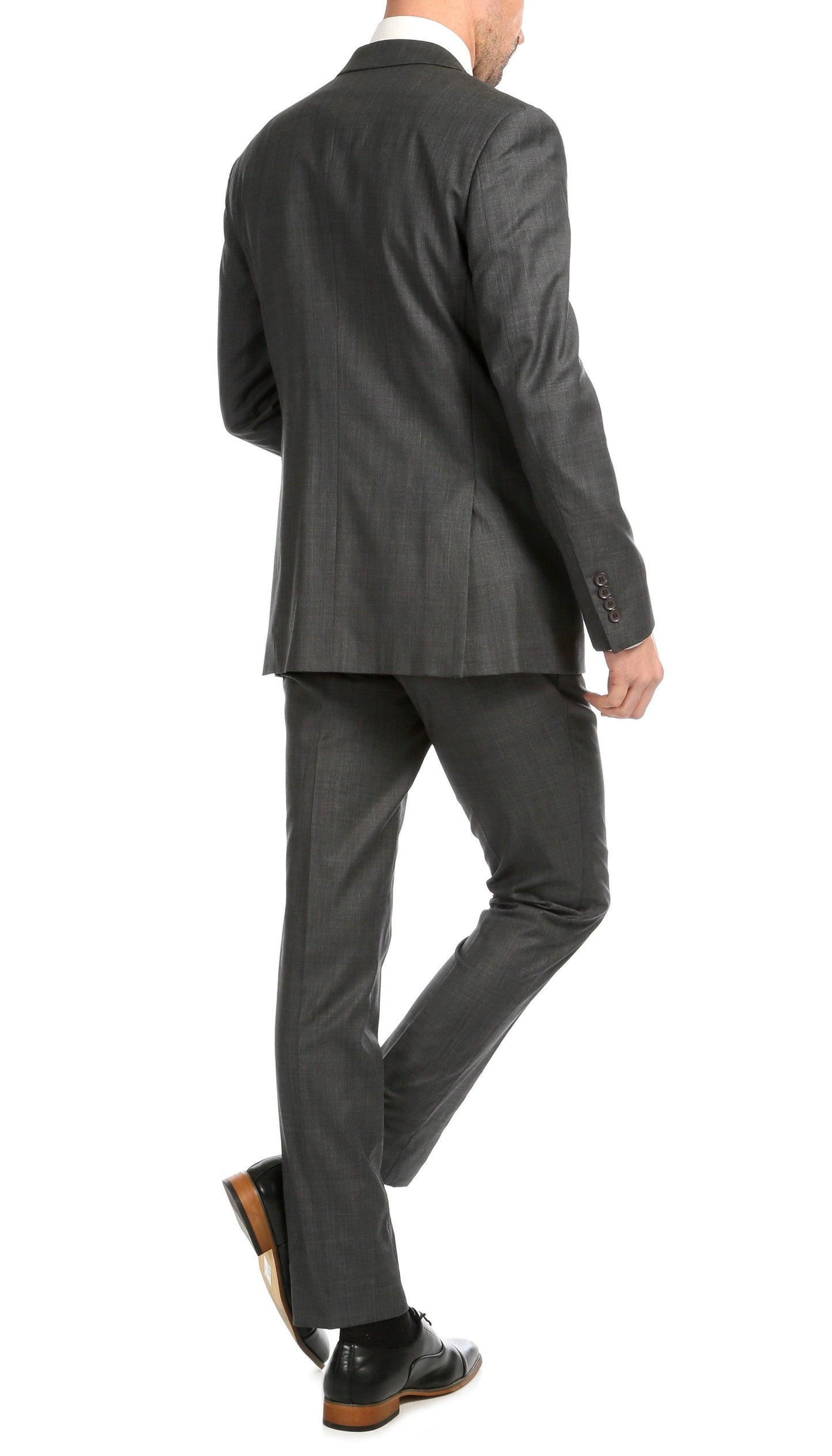 Castile Heather Grey Premium 2-Piece Wool Slim Fit Suit