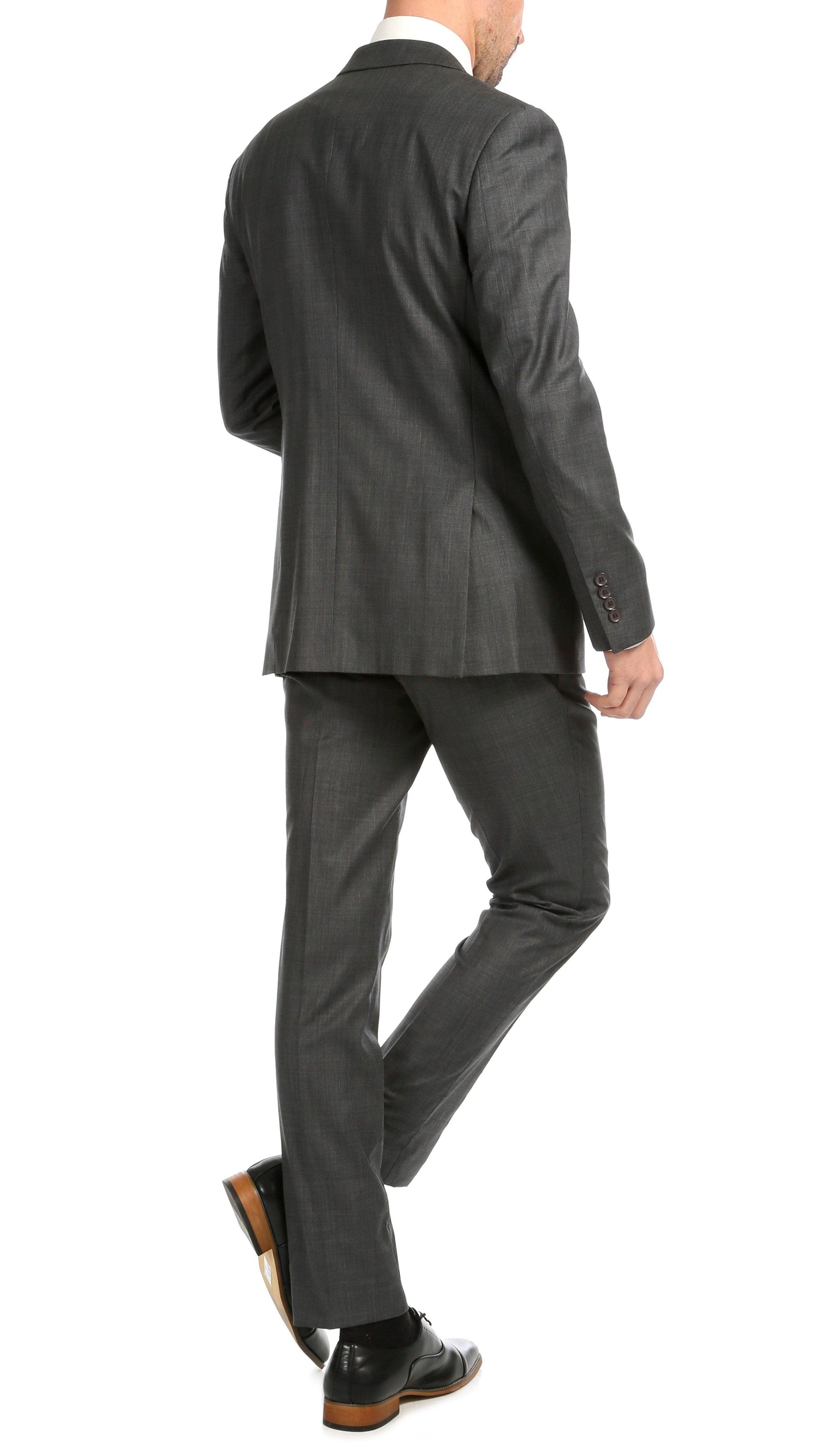 Castile Heather Grey Premium 2-Piece Wool Slim Fit Suit
