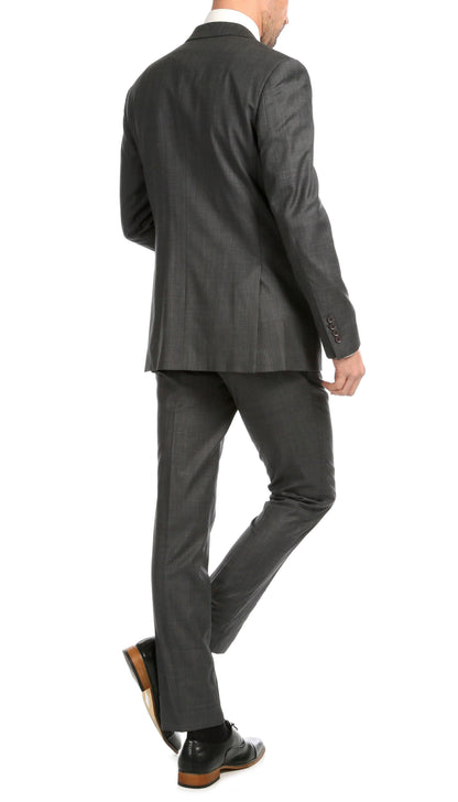 Castile Heather Grey Premium 2-Piece Wool Slim Fit Suit