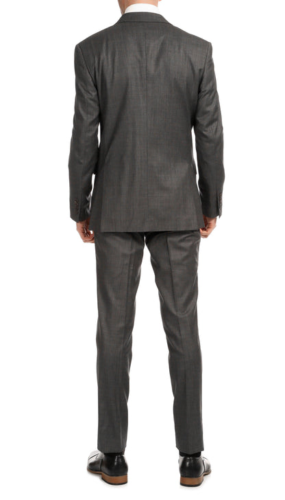 Castile Heather Grey Premium 2-Piece Wool Slim Fit Suit