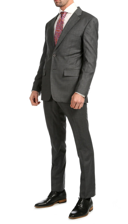 Castile Heather Grey Premium 2-Piece Wool Slim Fit Suit