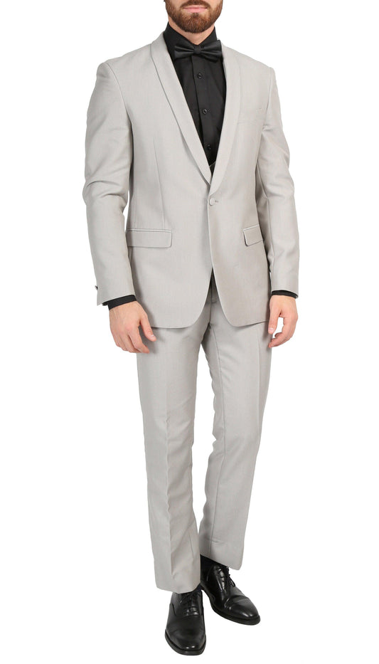 Belvedere Grey Slim Fit Shawl Collar 3-Piece Tuxedo