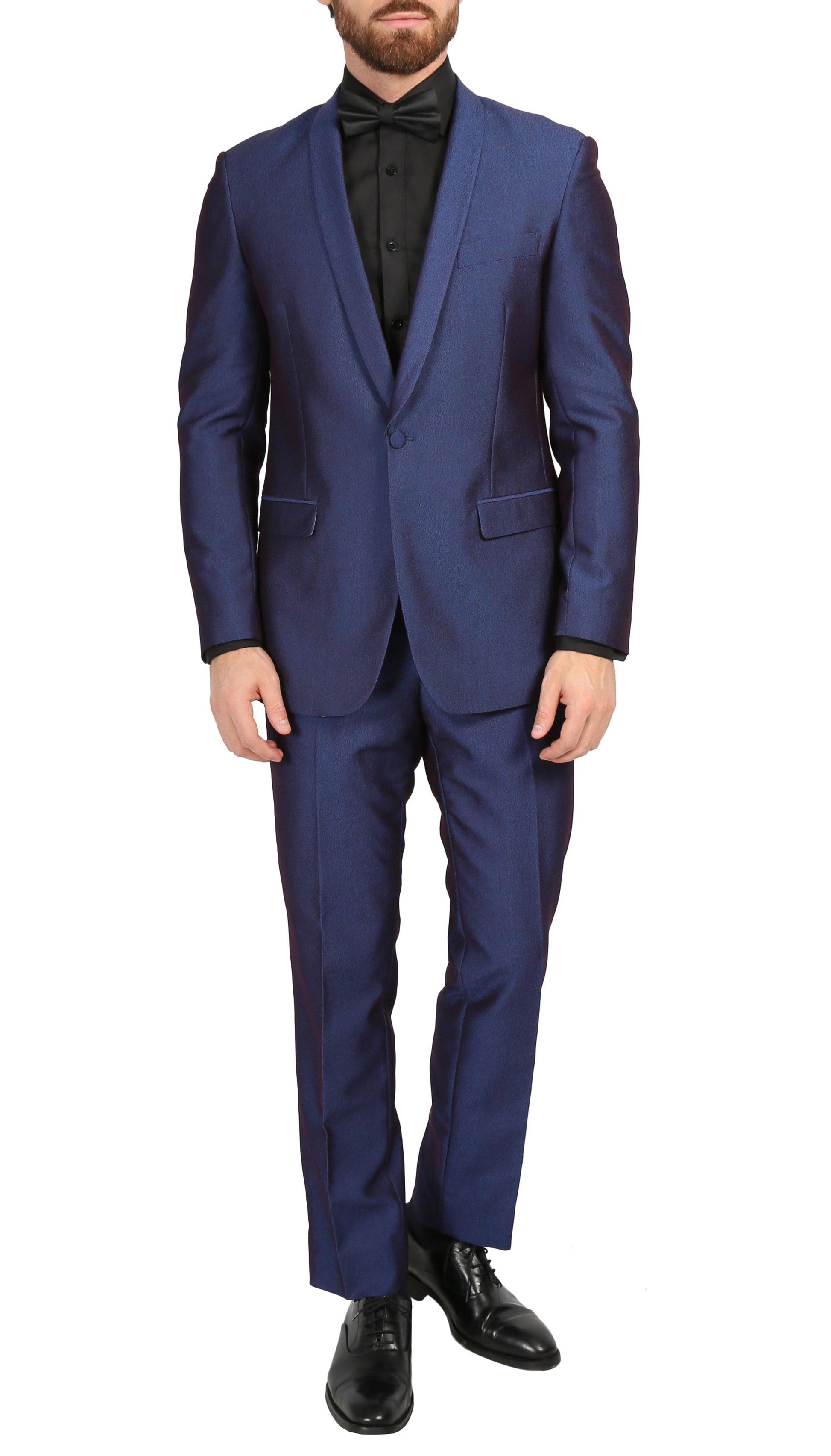 Belvedere Navy Slim Fit Shawl Collar 3-Piece Tuxedo