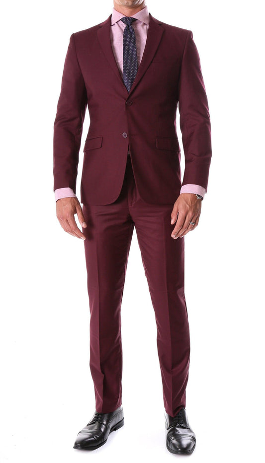 Monarch Burgundy Notch Lapel 2-Piece Slim Fit Suit