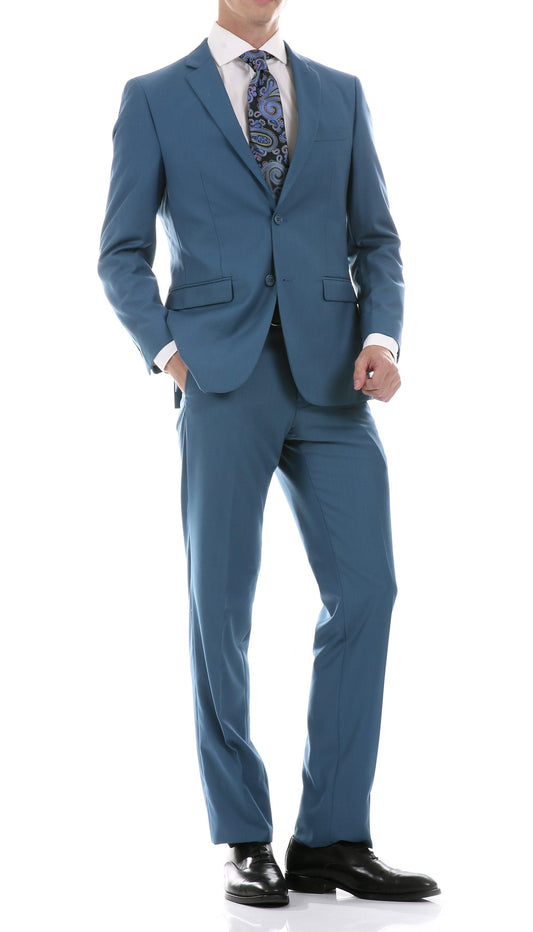 Monarch Teal Notch Lapel 2-Piece Slim Fit Suit