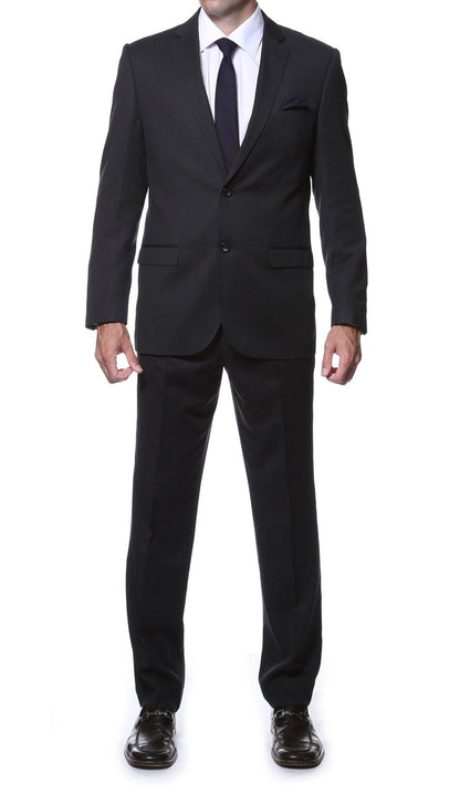 Nassau Black 2-Piece Slim Fit Striped Tone-on-Tone Wool Suit