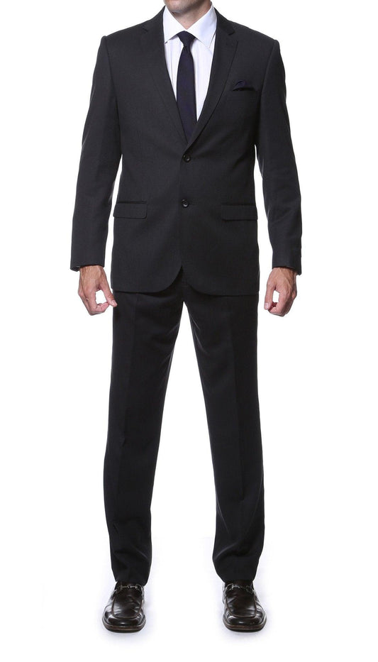 Nassau Black 2-Piece Slim Fit Striped Tone-on-Tone Wool Suit