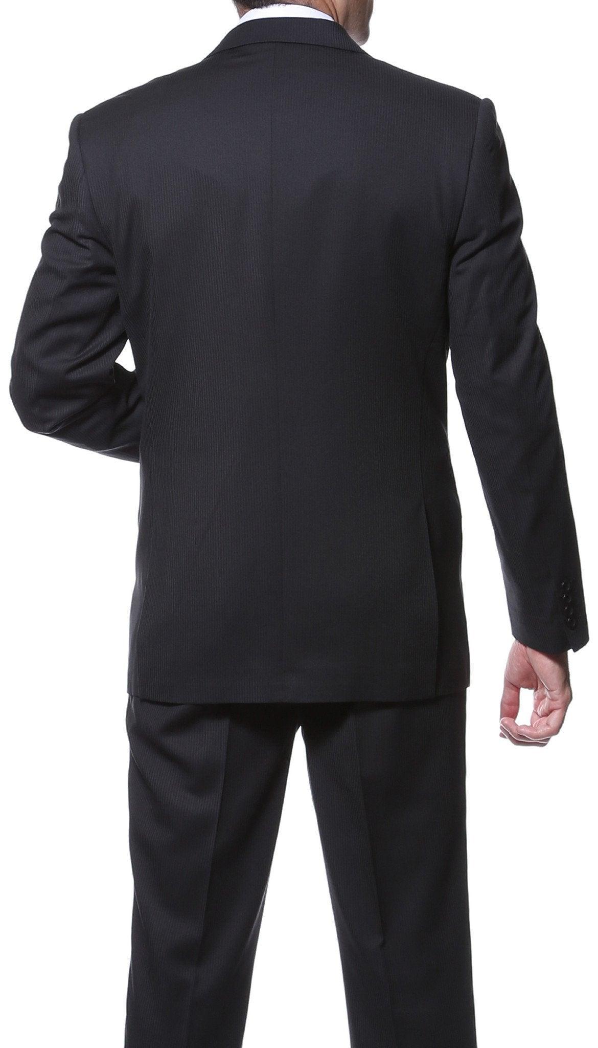 Nassau Black 2-Piece Slim Fit Striped Tone-on-Tone Wool Suit