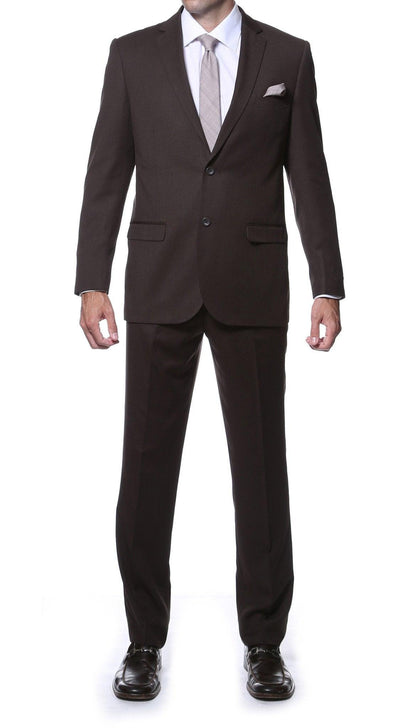 Nassau Brown 2-Piece Slim Fit Striped Tone-on-Tone Wool Suit