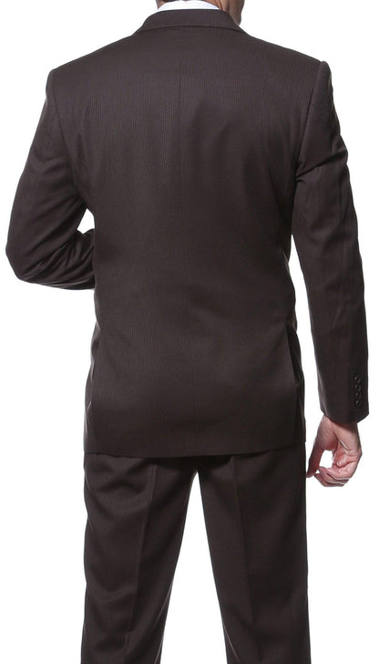 Nassau Brown 2-Piece Slim Fit Striped Tone-on-Tone Wool Suit