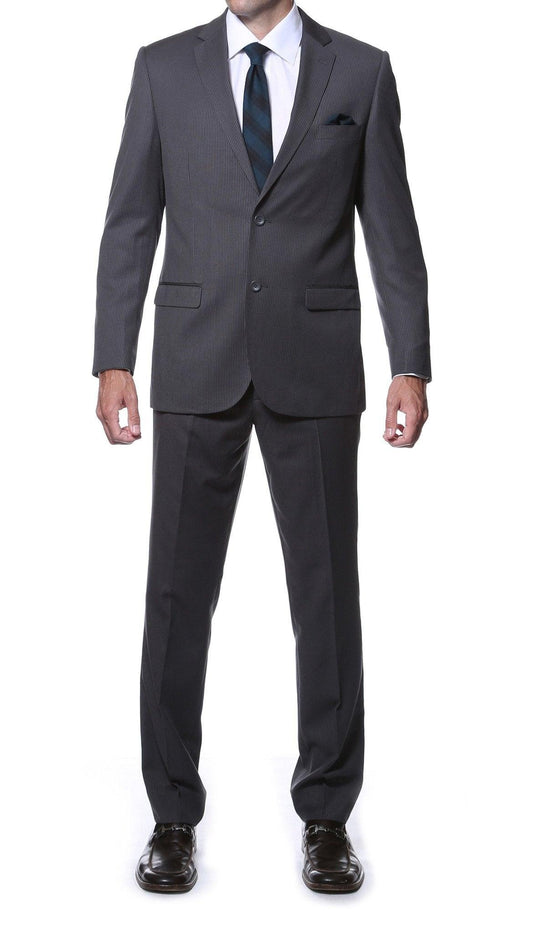 Nassau Charcoal 2-Piece Slim Fit Striped Tone-on-Tone Wool Suit