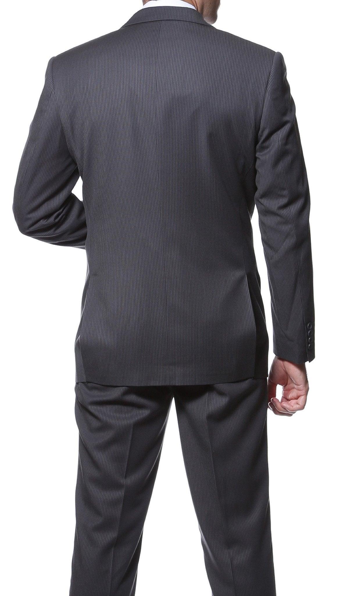 Nassau Charcoal 2-Piece Slim Fit Striped Tone-on-Tone Wool Suit