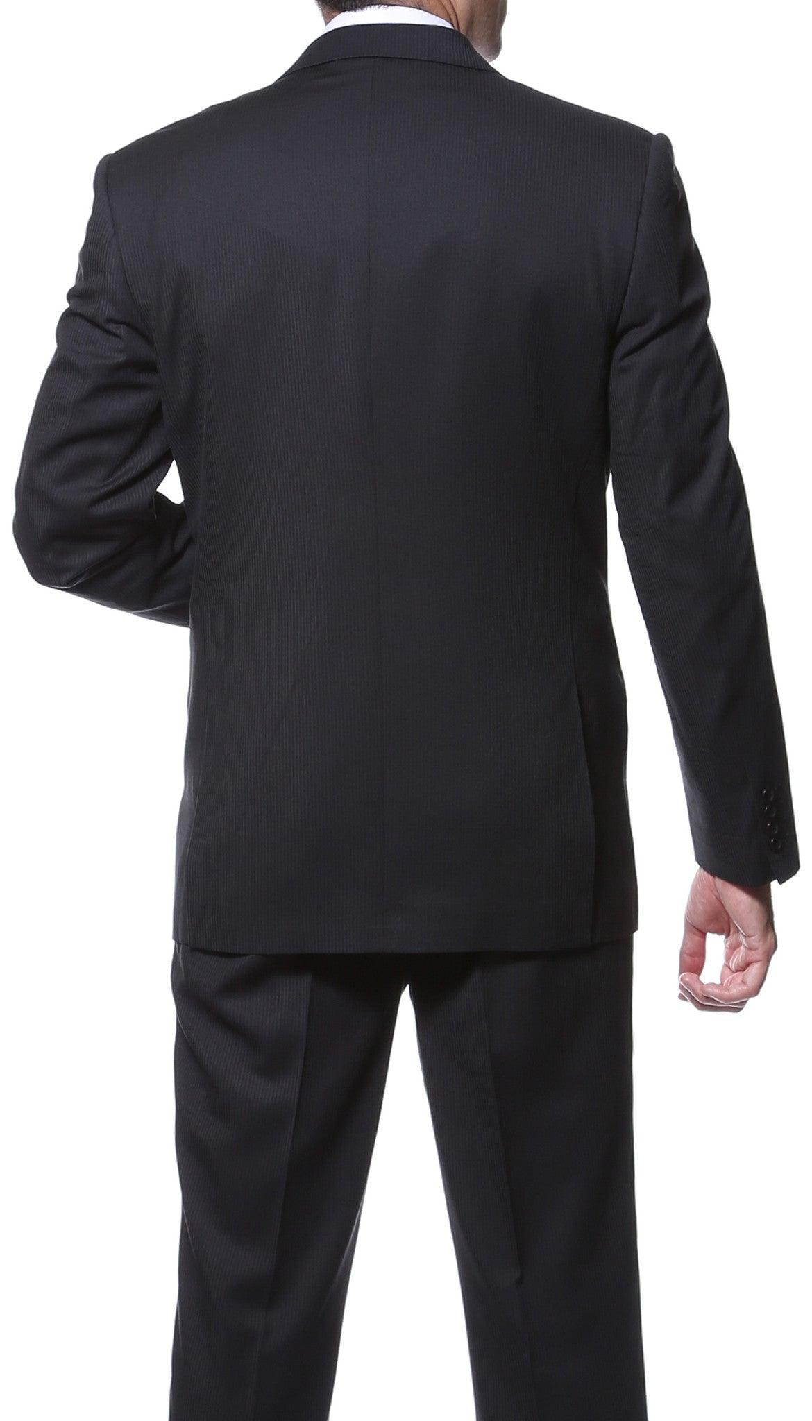 Osborne Black Slim Fit Striped Tone-on-Tone Wool Suit