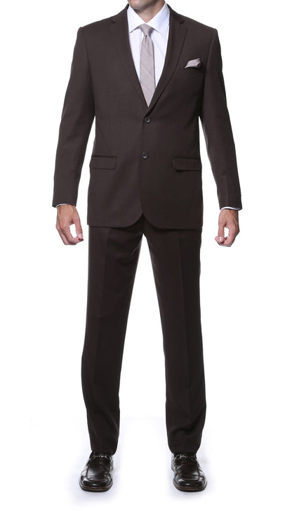 Osborne Brown Slim Fit Striped Tone-on-Tone Wool Suit