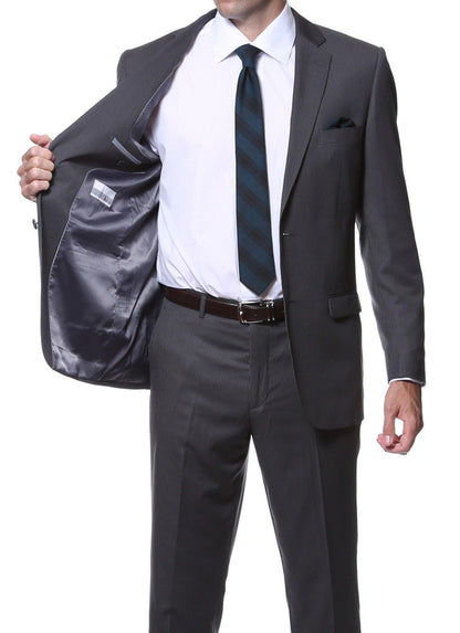 Osborne Charcoal Slim Fit Striped Tone-on-Tone Wool Suit