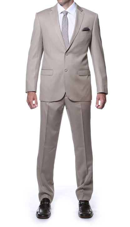 Osborne Tan Slim Fit Striped Tone-on-Tone Wool Suit