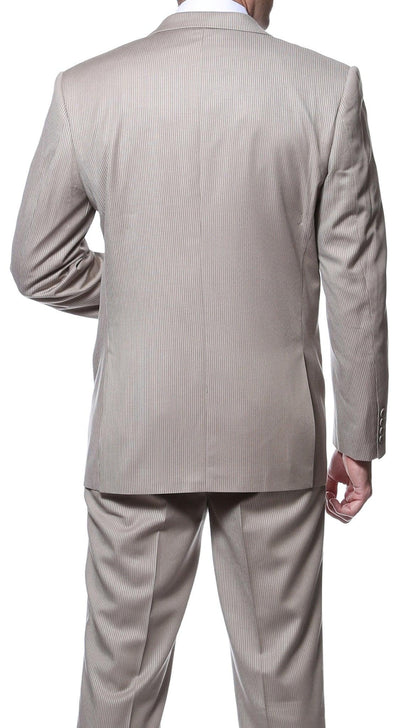 Osborne Tan Slim Fit Striped Tone-on-Tone Wool Suit