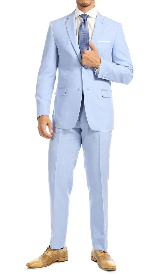 Sussex Sky Blue 2 Button Notch Lapel Slim Fit 2-Piece Suit