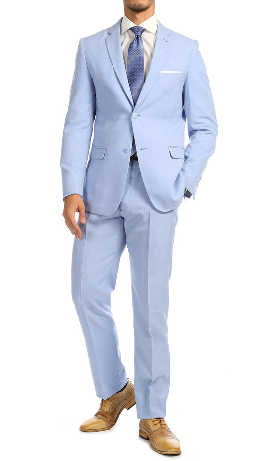 Sussex Sky Blue 2 Button Notch Lapel Slim Fit 2-Piece Suit
