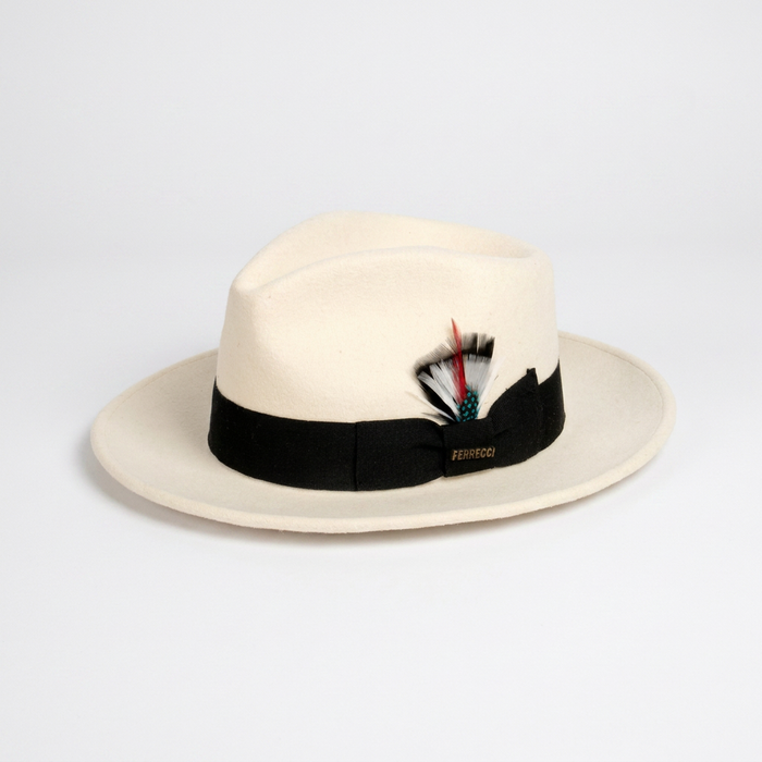 Classic White & Black Fedora Hat